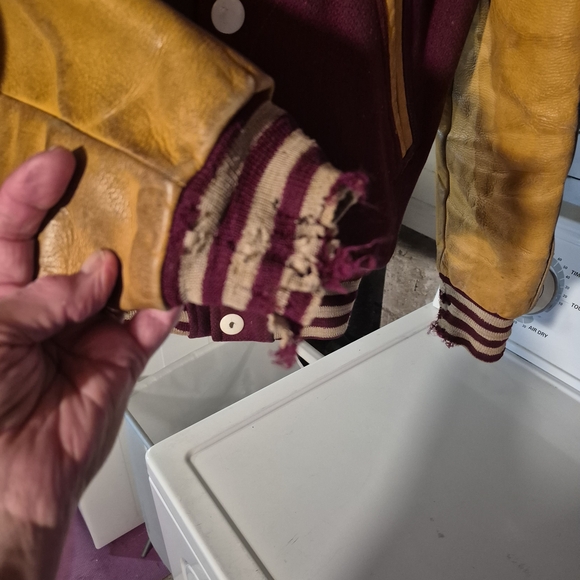 Men's Varsity Jacket with Leather Sleeves - Picture 2 of 3